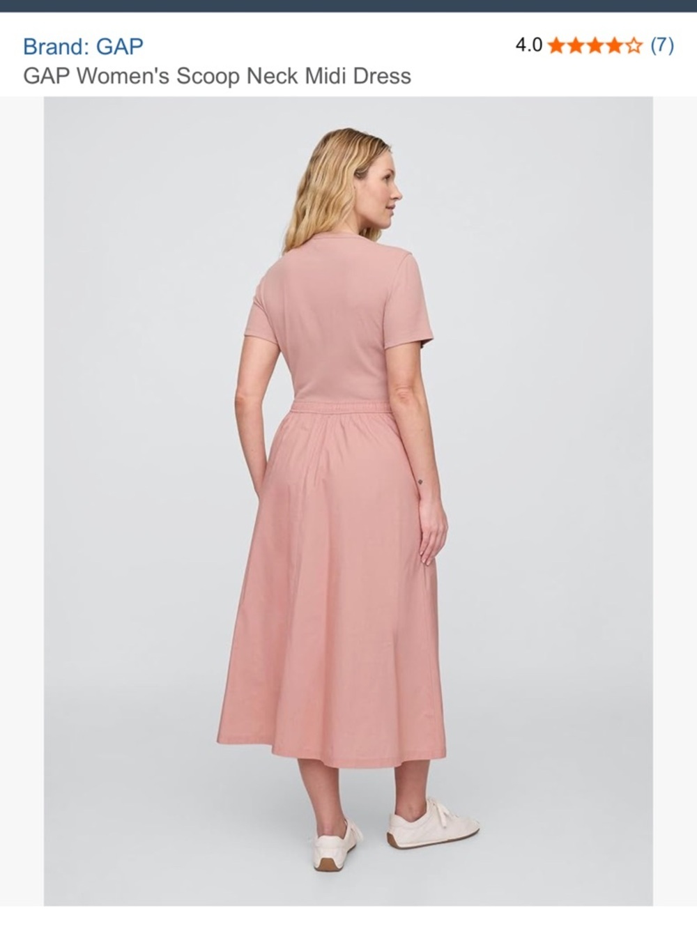 GAP Scoop Neck Midi Dress in Dusty Rose Size M , L NWT - Picture 5 of 6